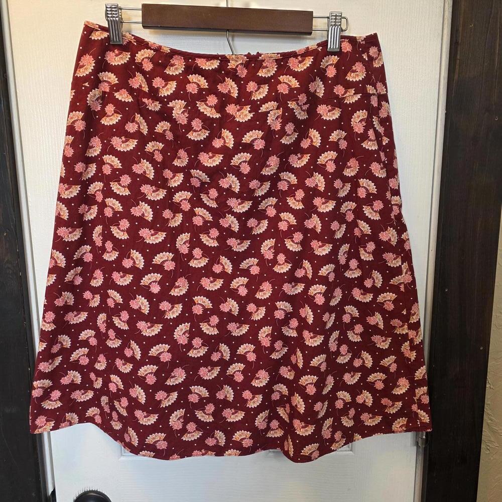 Vintage New York & Co. Red Floral A-Line Skirt with Back Zipper- 12